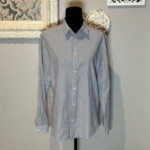 Classic Blue and White Striped Men's Shirt
